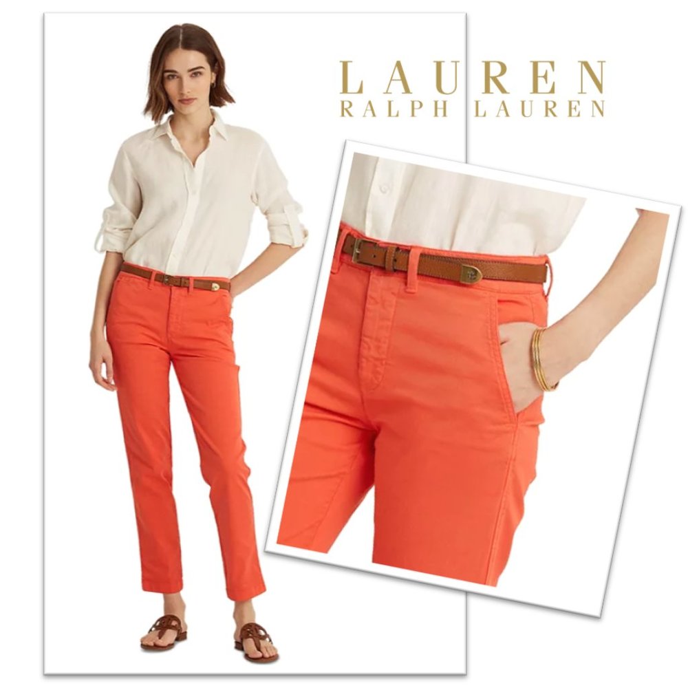 LAUREN by Ralph Lauren Slim Fit Chino Pants – Orange, Size 2